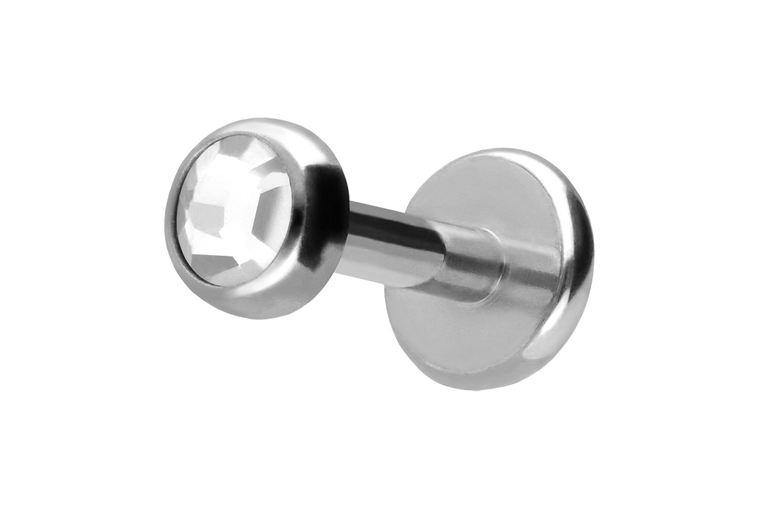 Titan Labret Piercing mit Push Fit KRISTALLDISC